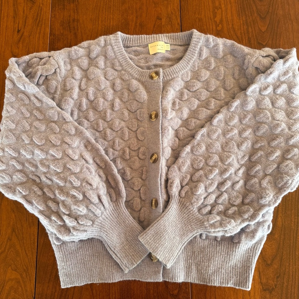 Dreamers by Debut Buttoned Cottagecore Cardigan in Light Purple Size M / L